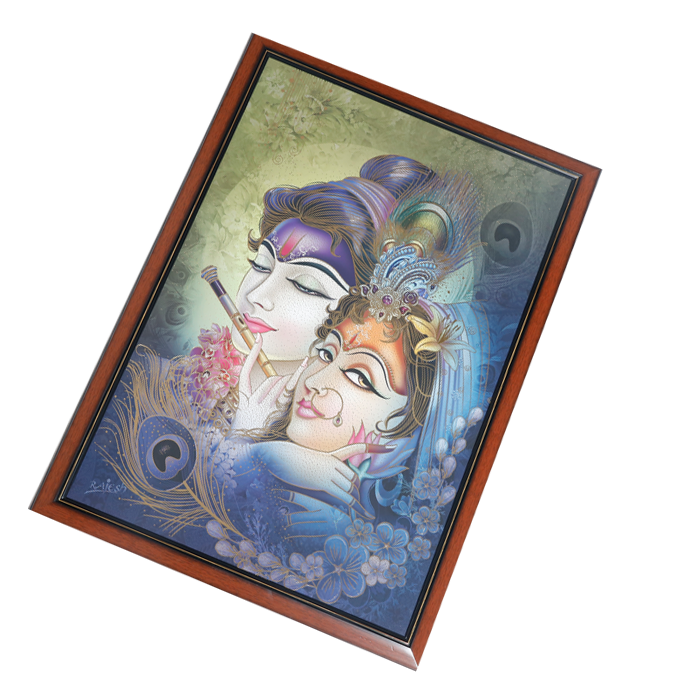 Lord Krishan And Goddess Radha Photo Frame - 22 × 30 Inches | For Pooja Temple | Home Decor And Gifts
