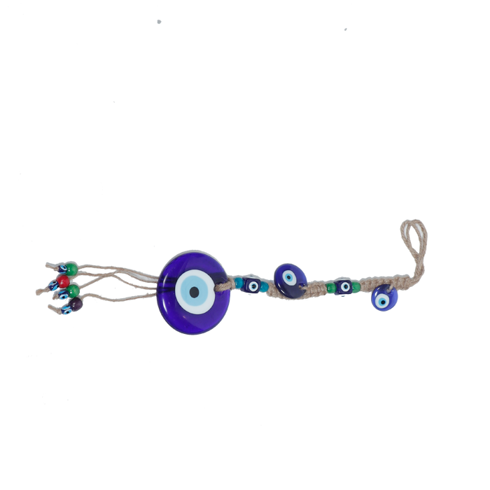 Glass Blue Evil Eye Hanger - 19 × 3 Inches