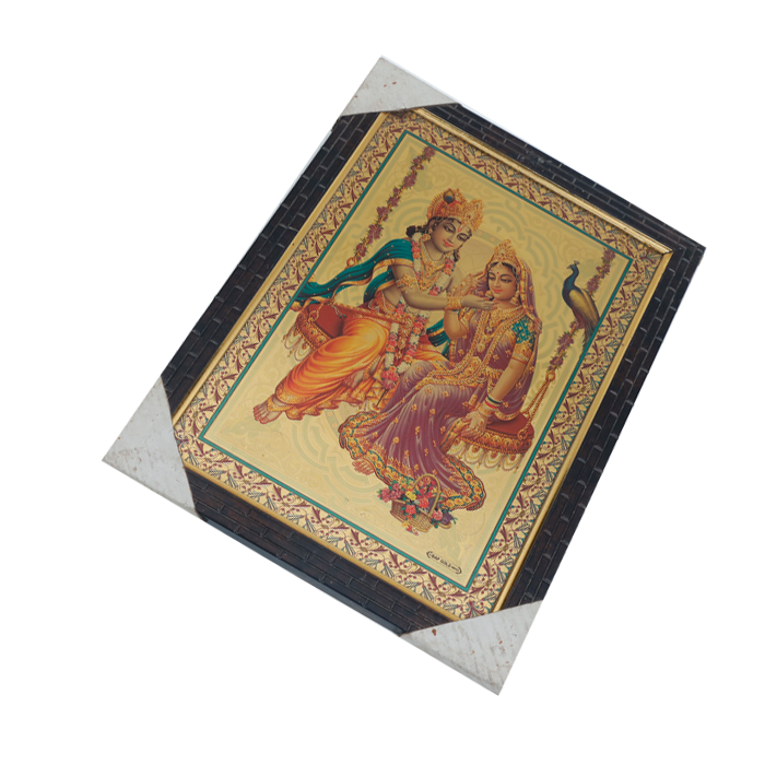 Goddess Radha And Lord Krishan Are Swinging Together Photo Frame - 9 × 13 Inches | For Pooja Temple | Home Decor And Gifts