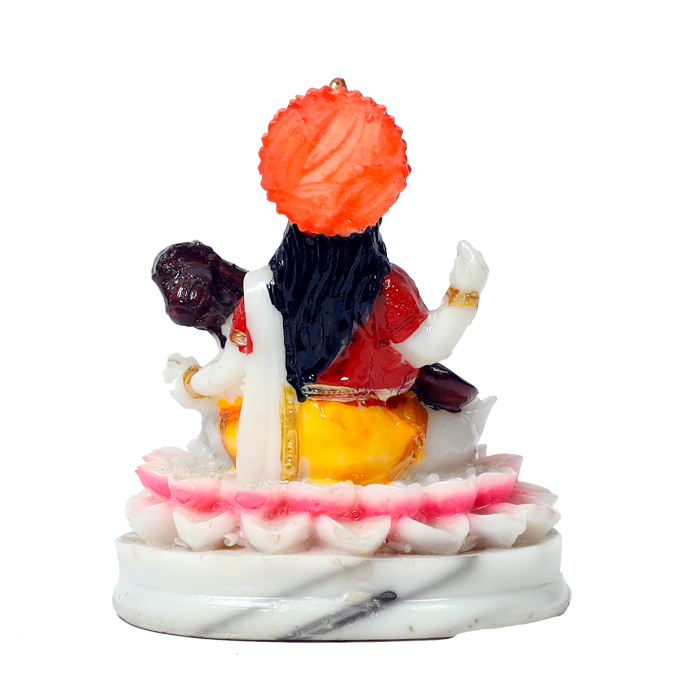 Saraswati Ji Is Sitting On Lotus Flower Marble Dust Murti Idol - 4 × 3Inches | For Pooja Temple And Home Decor -