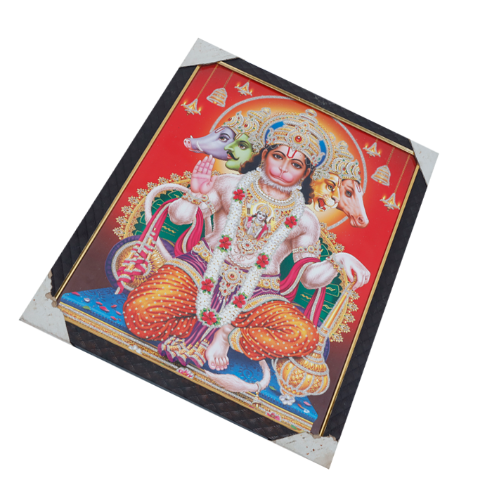 Lord Punch Mukhi Hanuman Photo Frame - 17 x 13 Inches | For Pooja Temple | Home Decor And Gifts