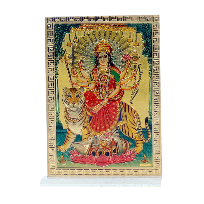 Goddess Shera Wali Mata Photo - 4 × 2 Inches | For Pooja Temple, Home Decor And Car Dashboard