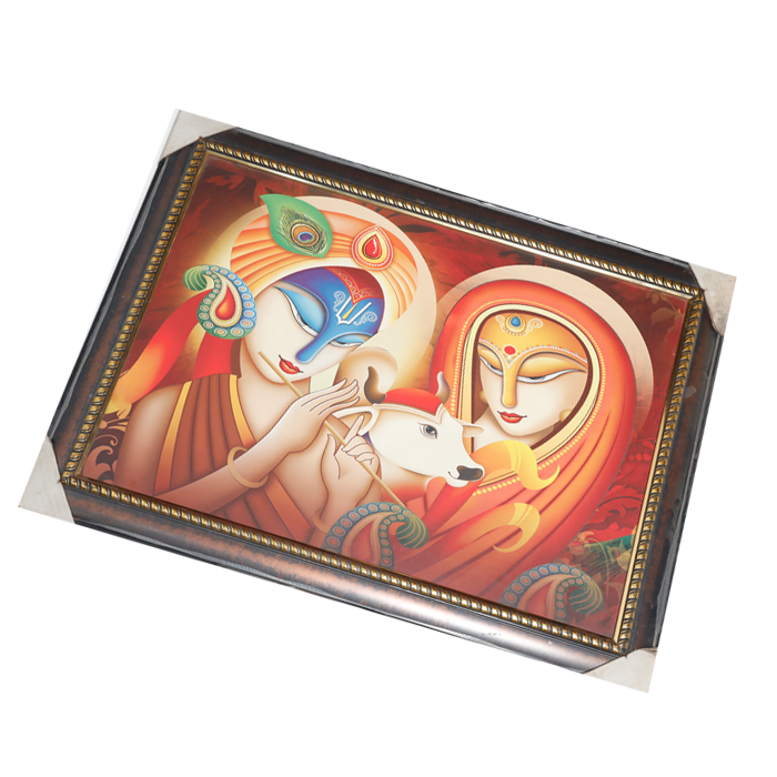 Lord Krishan And Goddess Radha Photo Frame - 31 × 23 Inches | For Pooja Temple | Home Decor And Gifts