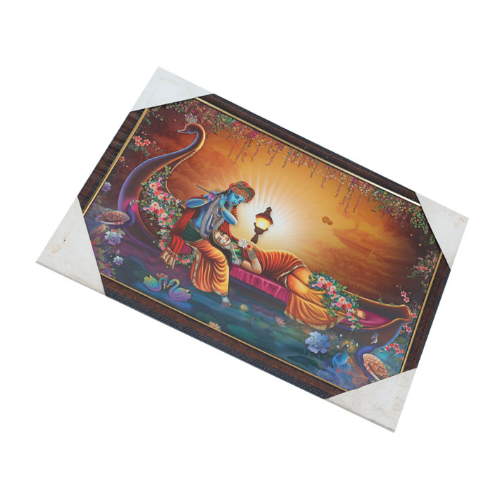 Goddess Radha And Lord Krishan Photo Frame - 20 × 13 Inches | For Pooja Temple | Home Decor And Gifts
