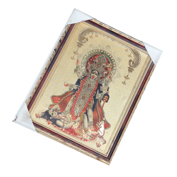 Goddess Kali Mata Standing On Lord Shiva Photo Frame - 12 × 10 Inches | For Pooja Temple | Home Decor And GIfts