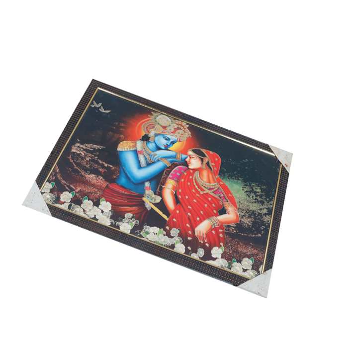 Lord Krishan And Goddess Radha Photo Frame - 20 × 13 Inches | For Pooja Temple | Home Decor And Gifts