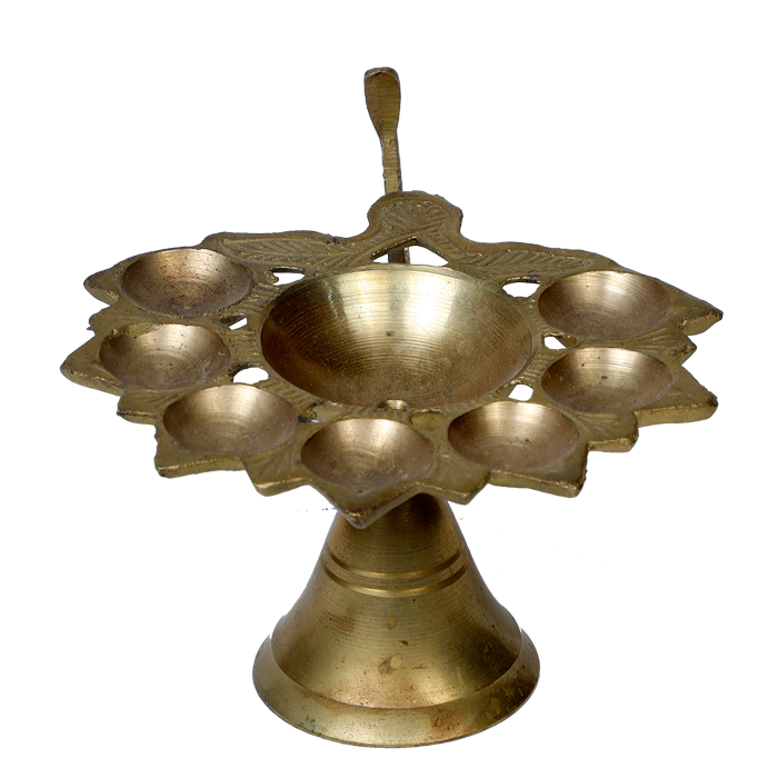 Brass Navmukhi Diya - 3 × 6 Inches