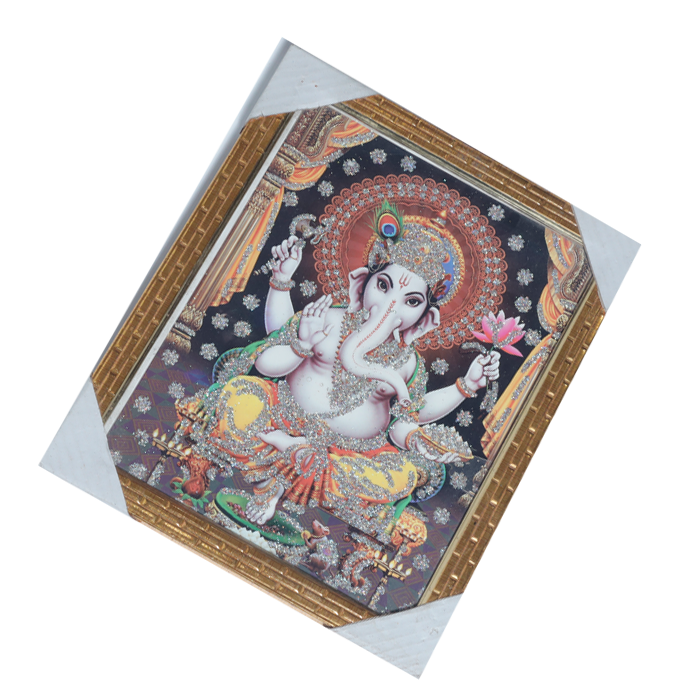 Lord Ganesha Photo Frame - 11 × 10 Inches | For Pooja Temple | Home Decor And Gifts