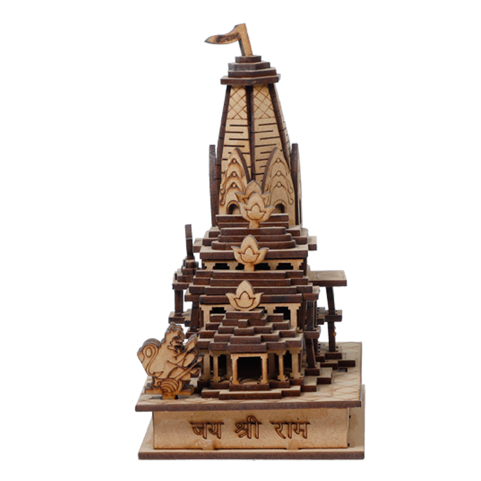 Shri Ram Mandir Ayodhya 3D Wood Temple -5 × 3 Inches | For Home Decor | Pooja Temple And Gifts