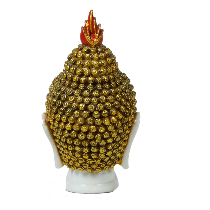 Lord Gautam Buddha Face White And Yellow Marble Dust Murti Idol - 10 × 6 Inches | For Pooja Temple And Home Decor