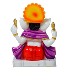 Lord Ganesha Is Sitting On The Throne Marble Dust Murti Idol - 9 × 7 Inches | For Pooja Temple And Home Decor
