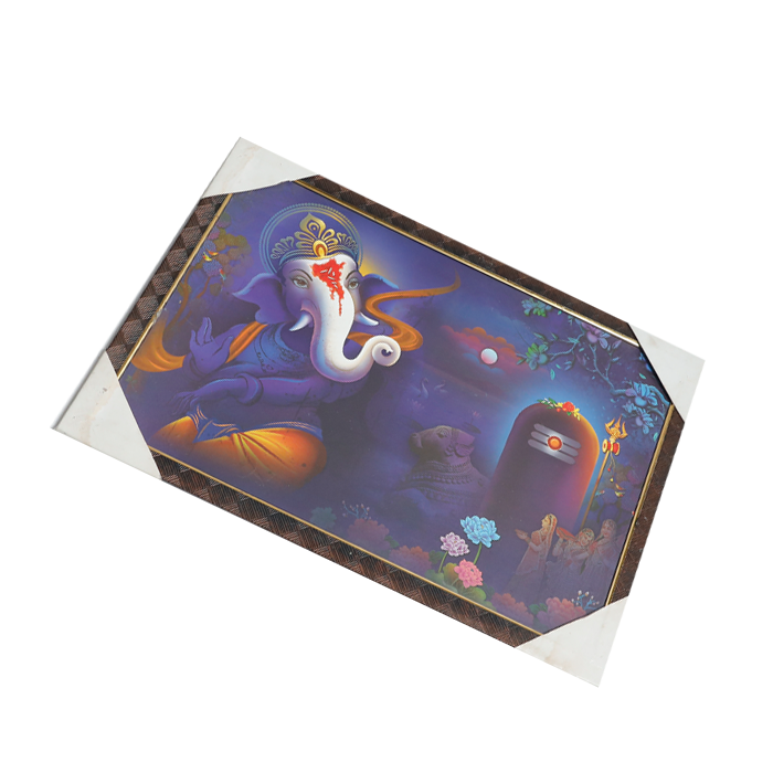 Lord Ganesha Photo Frame - 20 × 13 Inches | For Pooja Temple | Home Decor And Gifts