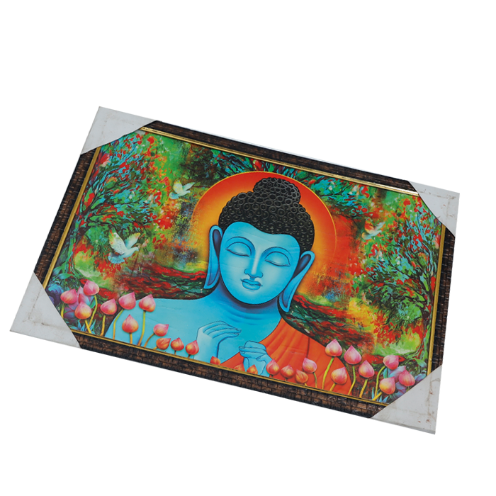 Lord Gautam Buddha Photo Frame - 20 × 13 Inches | For Pooja Temple | Home Decor And Gifts