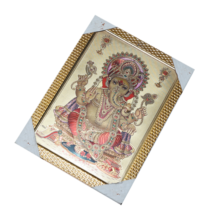 Lord Ganesha Photo Frame - 12 × 10 Inches | For Pooja Temple | Home Decor And Gifts