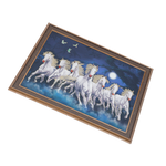 7 Running Vastu Shastr White Horse Photo Frame - 14 × 20 Inches | For Home Decor And Gifts