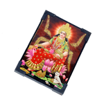Maa Laxmi Sitting on Lotus With Owl Photo Frame - 7 x 5 Inches | For Pooja Temple And Home Decor