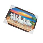7 Running Vastu Shastr White Horse Photo Frame - 13 × 19 Inches | For Home Decor And Gifts