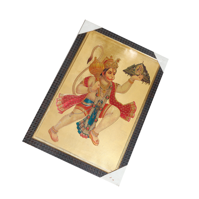 Hanuman Ji Holding A Mountain On His Hand Photo Frame - 25 × 17 Inches | For Pooja Temple | Home Decor And Gifts