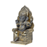 Lord Ganesha Is Sitting On The Throne Terracotta Clay Murti Idol - 10 × 5 Inches | For Pooja Temple And Home Decor
