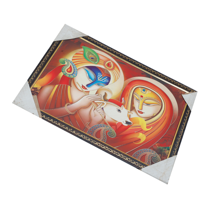 Goddess Radha And Lord Krishan Photo Frame - 20 × 13 Inches | For Pooja Temple | Home Decor And Gifts