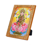 Maa Laxmi Showering Money with Pair of Elephant - 8 × 6 Inches | Glass Photo Frame