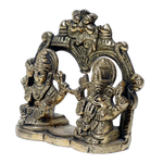 Brass Murti Goddess Lakshmi And Lord Ganesha Is Sitting On Throne - 3.5 × 3.5 Inches | For Pooja Temple | Home Decor And Gifts