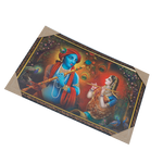 Goddess Radha And Lord Krishan Photo Frame - 20 × 13 Inches | For Pooja Temple | Home Decor And Gifts