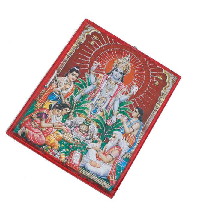 Shree Satyanarayan Bhagwan Photo Frame - 12 × 8 Inches | For Pooja Temple | Home Decor And GIfts
