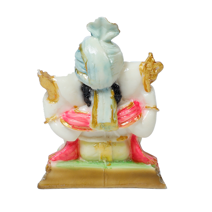 Lord Ganesha Is Sitting On The Stool | Marble Dust Murti Idol - 6 × 4 Inches | For Pooja Temple And Home Decor