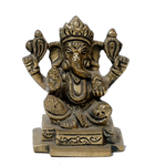 Brass Murti Lord Ganesha Is Sitting On Lotus Flower - 3.8 × 3 Inches | For Pooja Temple | Home Decor And Gifts