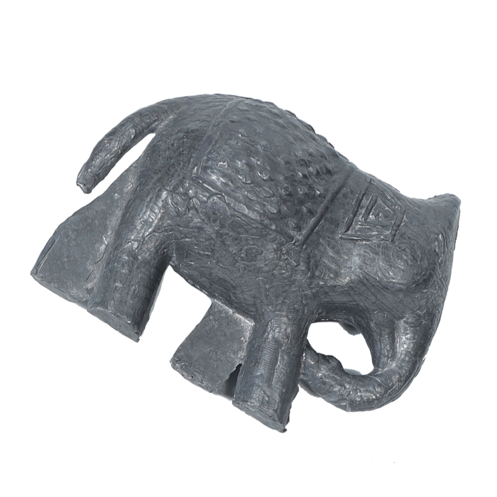 Brass Dhokra Elephant Statue With Carved Jali Design - 6 × 5 Inches