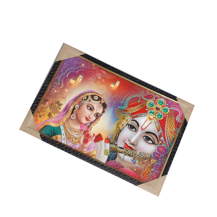 Goddess Radha And Lord Krishan Photo Frame - 13 × 19 Inches | For Pooja Temple | Home Decor And Gifts