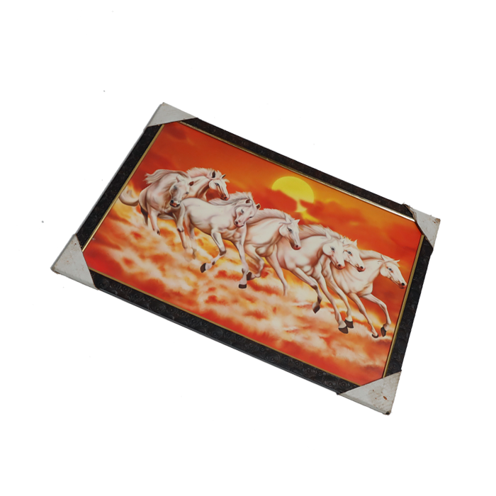 7 Running Vastu Shastr White Horse Photo Frame - 20 × 13 Inches | For Home Decor And Gifts
