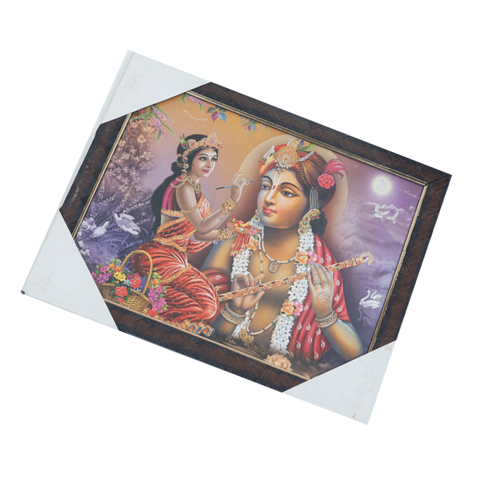 Lord Krishan And Goddess Radha Photo Frame - 13 × 10 Inches | For Pooja Temple | Home Decor And Gifts