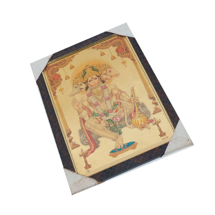 Lord Punch Mukhi Hanuman Photo Frame - 13 × 10 Inches | For Pooja Temple | Home Decor And Gifts