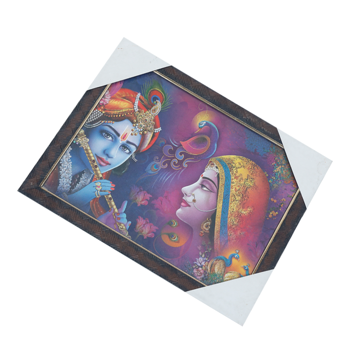 Lord Krishan And Goddess Radha Photo Frame - 13 × 10 Inches | For Pooja Temple | Home Decor And Gifts