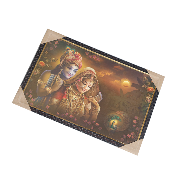 Goddess Radha And Lord Krishan Photo Frame - 13 × 19 Inches | For Pooja Temple | Home Decor And Gifts