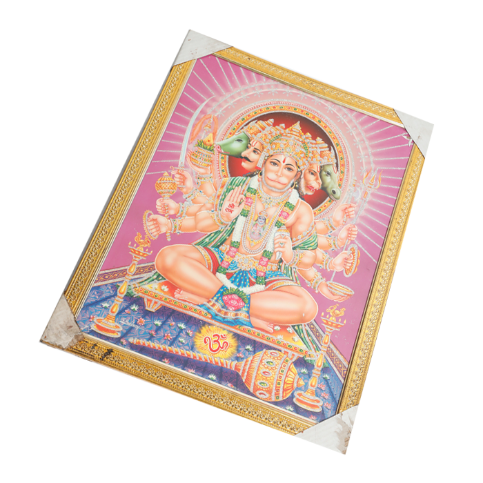Lord Panch Mukhi Hanuman Photo Frame - 26 × 20 Inches | For Pooja Temple | Home Decor And Gifts