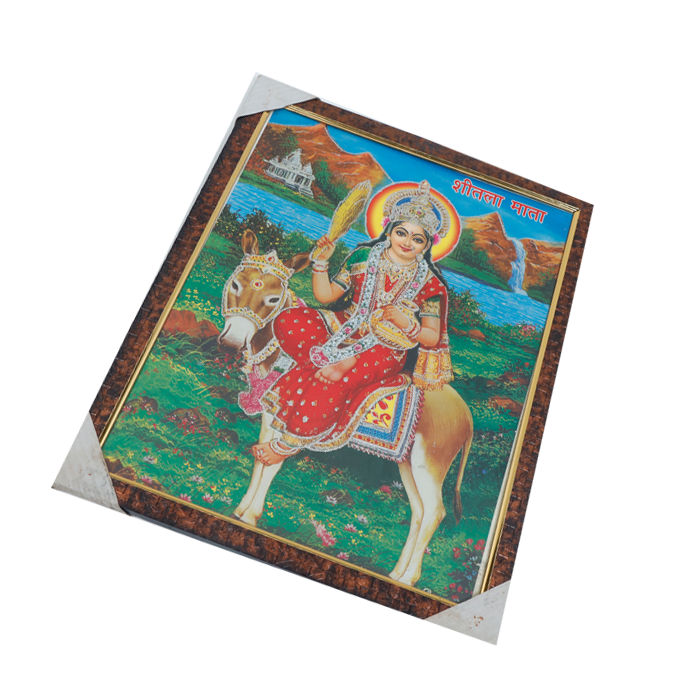 Goddess Sheetala Mata Photo Frame - 17 x 13 Inches | For Pooja Temple | Home Decor And Gifts