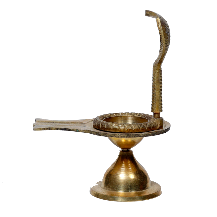 Brass Shivling Stand With Snake - 6.5 × 5 Inches | For Pooja Temple