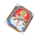 Goddess Saraswati Mata Sitting on Lotus Flower Photo Frame - 11 × 10 Inches | For Pooja Temple | Home Decor And GIfts