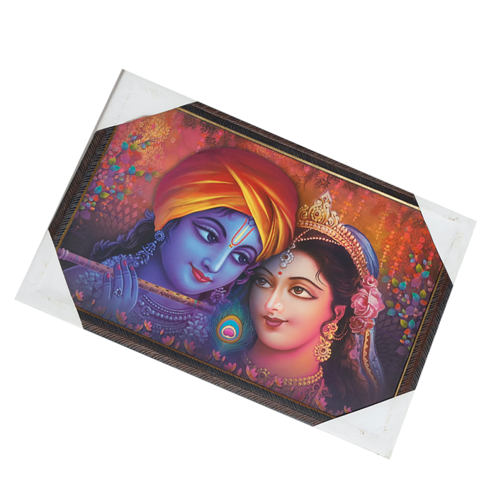 Lord Krishan And Goddess Radha Photo Frame - 13 × 19 Inches | For Pooja Temple | Home Decor And Gifts