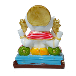 Lord Ganesha Is Sitting On The Throne Marble Dust Murti Idol - 8 × 6 Inches | For Pooja Temple And Home Decor