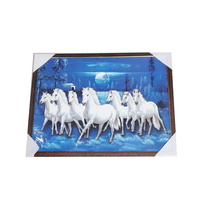 White Horse Photo Frame - 25 × 19 Inches | For Pooja Temple | Home Decor And GIfts