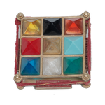 Navgraha Pyramid Yantra Chowki in Brass for Navgraha Shanti & Good Luck - 3 × 3 Inches