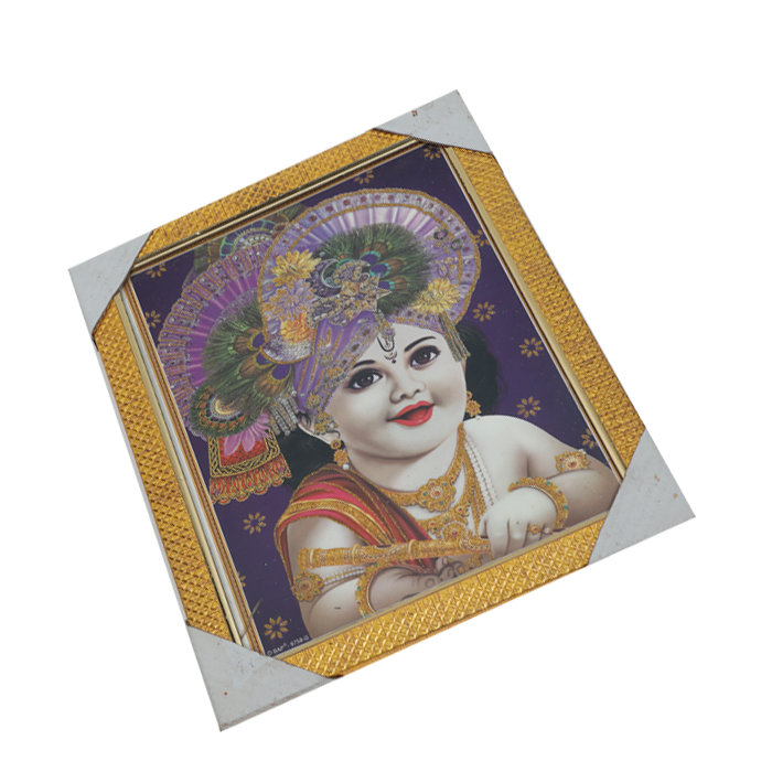 Lord Krishna With Fluite Photo Frame - 12 × 10 Inches | For Pooja Temple | Home Decor And Gifts