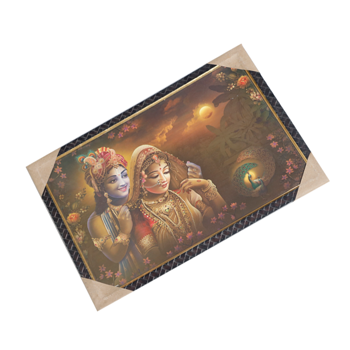 Goddess Radha And Lord Krishan Photo Frame - 13 × 19 Inches | For Pooja Temple | Home Decor And Gifts