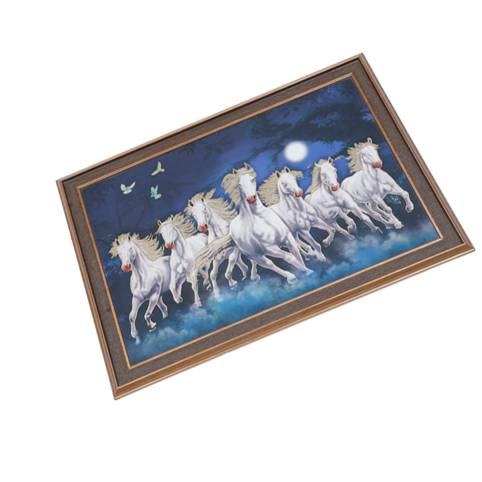 7 Running Vastu Shastr White Horse Photo Frame - 14 × 20 Inches | For Home Decor And Gifts