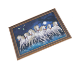 7 Running Vastu Shastr White Horse Photo Frame - 14 × 20 Inches | For Home Decor And Gifts