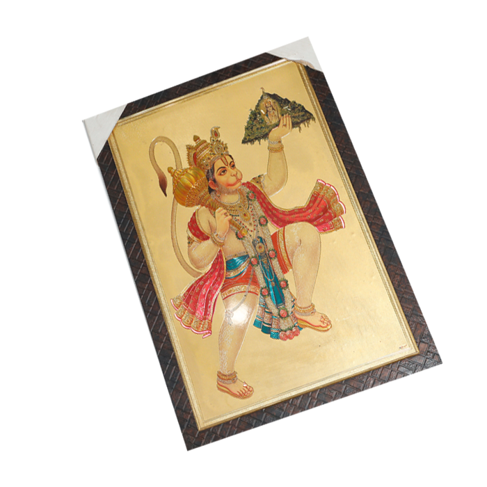 Hanuman Ji Holding A Mountain On His Hand Photo Frame - 20 × 17 Inches | For Pooja Temple | Home Decor And Gifts